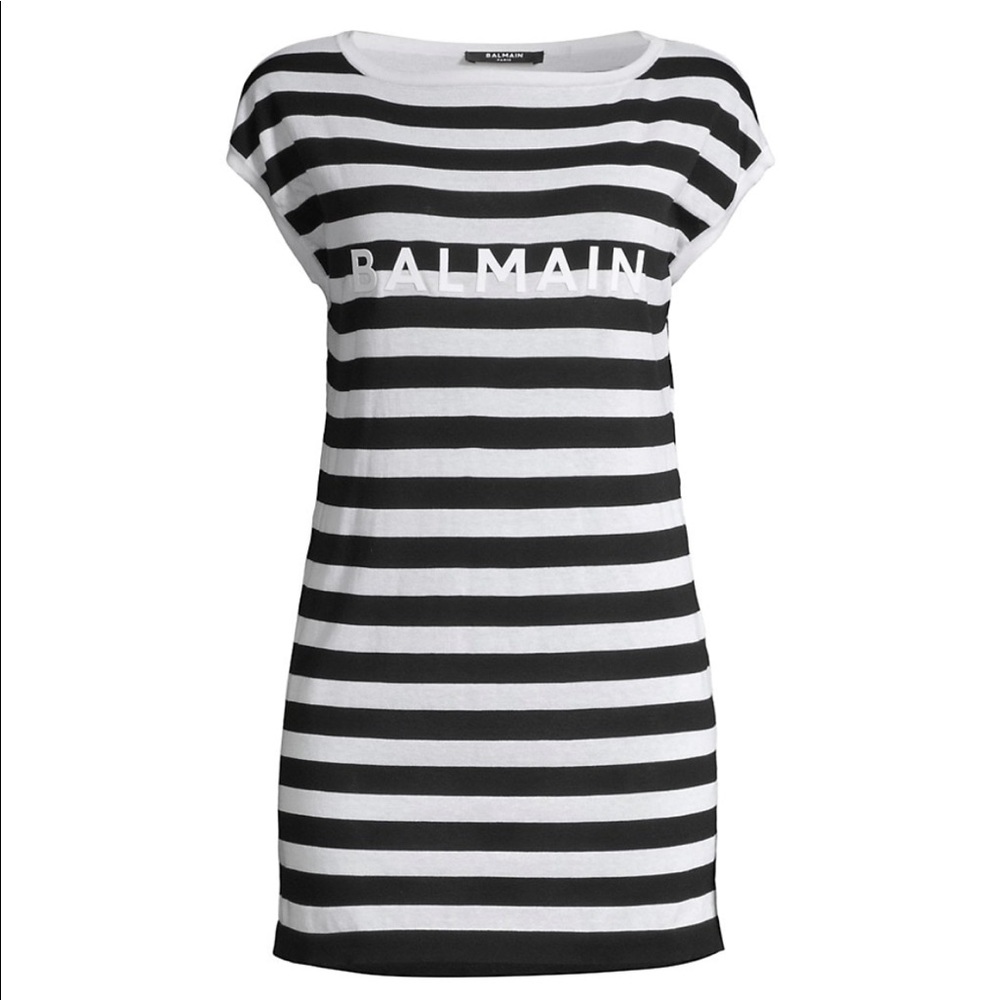 Balmain Striped Logo Coverup